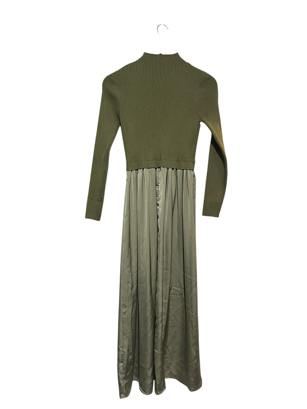 Lena Layne Molly Green Satin Sweater Dress size Small Pullover Cotton Blend - Picture 3 of 5